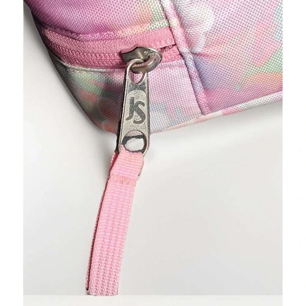 JanSport Lunch Break Bag Pink Floral Watercolor Chenille K Patch